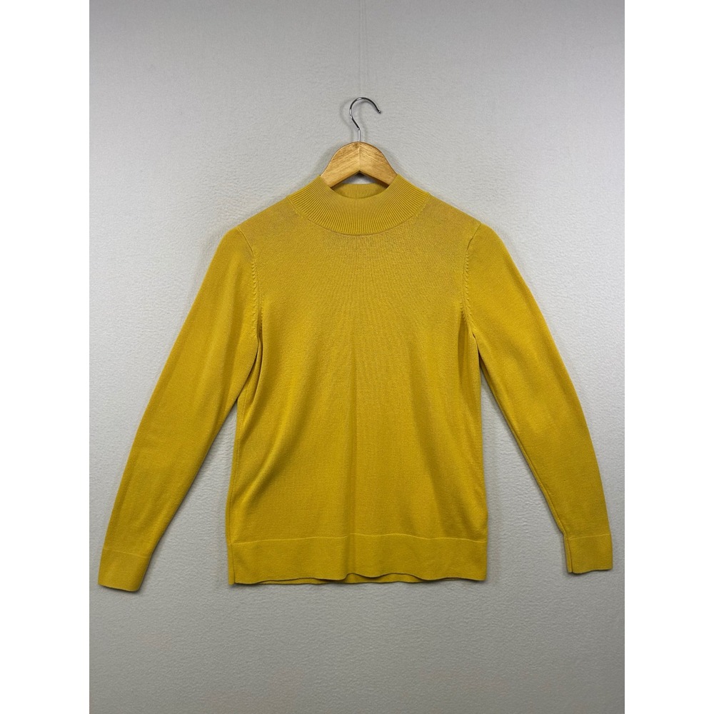 Old Navy Minimalist Preppy‎ Womens Medium Yellow Mock Neck Long Sleeve Sweater